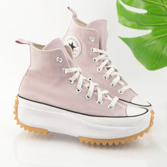 Converse Womens Run Star Hike Hi Sneaker Size 7 Pink White Platform Lace Up Shoe - Picture 12 of 14